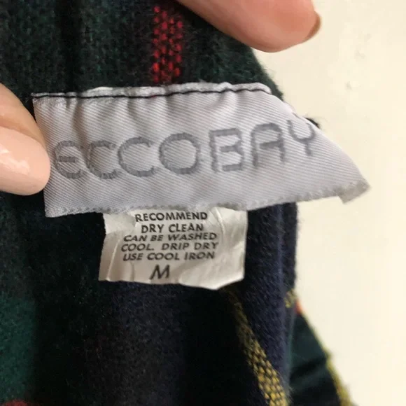 Vintage Eccobay Moody Green Holiday Plaid Wool Blend Skirt - Picture 6 of 10